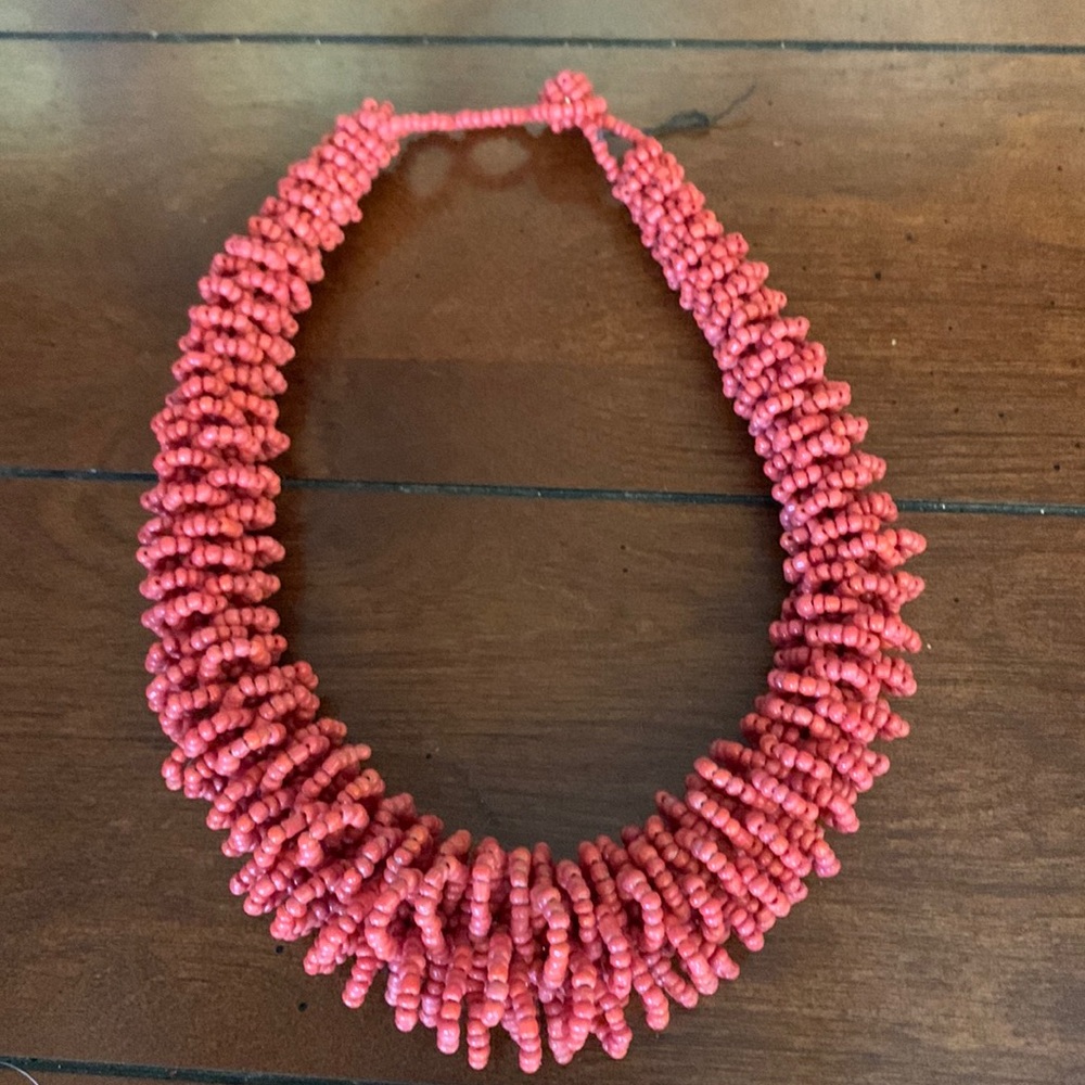 Coral beaded statement necklace